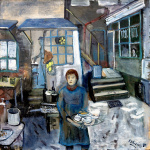 Wife with a Tea Set. 1984. Oil on canvas. 70x80