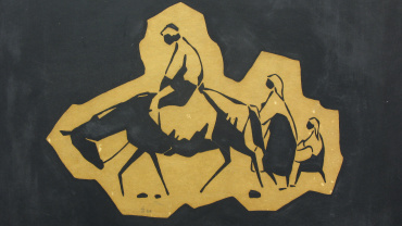 A Boy on a Horse. Gouache on cardboard, 37x46, 1954