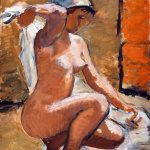 After Bathing. 1959. Oil on cardboard. 50x39.5