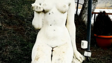 A Girl with a Flower. Marble
