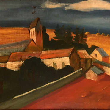 „Village“ - oil on canvas, 27X41. 1940s.