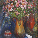 From the series "Flowers and laces". Canvas, oil. 58x38,5