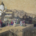 Dance on the Tbilisi Roofs. colour lithograph