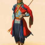 Khevsuri Warrior. colour lithograph