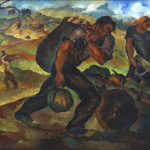 Harvesting. 1931 Oil on canvas. 40×50.5 Collection of the Shalva Amiranashvili Museum of Fine Arts, Georgia