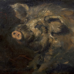 Grunting Pig. 1938. Oil on canvas. 30×40. Collection of the Ucha Japaridze House Museum