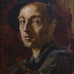 Self-portrait. 1941. Oil on canvas. 9.5×7.5. Collection of the Ucha Japaridze House Museum