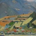 Village of Ghari. 1960. Oil on cardboard. 35×25. Collection of the Ucha Japaridze House Museum