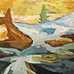 First Dawn — Acrylic on paper, 60 × 50 cm, 2023